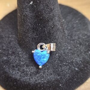 66. 925 Sterling Silver Blue Lab Opal Heart Pendant.